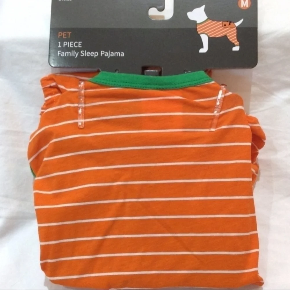 NWT Target Pet 1 Piece Family Sleep Pajama Orange Stripe Halloween Small & XS